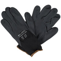 Cor-Touch Foam Plus Black Nylon Gloves with Black Foam Nitrile / Polyurethane Palm Coating - Large - Pair - 12/Pack