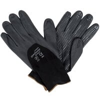 Cor-Touch Xtra Black Nylon / Spandex Gloves with Black Foam Nitrile / Polyurethane Palm Coating and Nitrile Dots - Large - Pair - 12/Pack