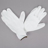 White Nylon Gloves with White Polyurethane Palm Coating - Large - Pair - 12/Pack