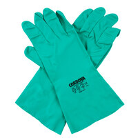 Premium 15-Mil Green Embossed Unsupported Nitrile Gloves with Cotton Flock Lining - Medium - Pair   - 12/Pack