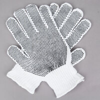 Medium Weight White Polyester / Cotton Work Gloves with Black PVC Dotted Palm Coating - Large - Pair - 12/Pack