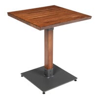 Lancaster Table & Seating 24 inch Square Antique Walnut Solid Wood Live Edge Dining Height Table