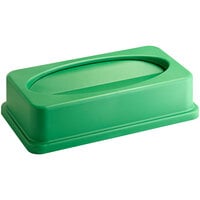 Lavex Green Slim Rectangular Trash Can Drop Shot Lid