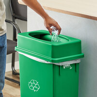 Lavex Janitorial Green Slim Rectangular Trash Can Drop Shot Lid