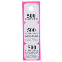 Choice Pink 3 Part Paper Coat Room Check Tickets - 500/Box
