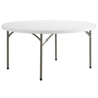 Lancaster Table & Seating 60" Round Heavy-Duty Granite White Plastic Folding Table