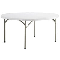 Lancaster Table & Seating 60 inch Round Heavy-Duty Granite White Plastic Folding Table