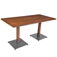 Lancaster Table & Seating Industrial 30 inch x 60 inch Solid Wood Live Edge Standard Height Table with Antique Walnut Finish