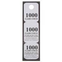 Choice Black 3 Part Paper Coat Room Check Tickets - 1000/Box