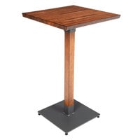 Lancaster Table & Seating Industrial 24" x 24" Solid Wood Live Edge Bar Height Table with Antique Walnut Finish