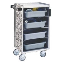 Lakeside 890GS Medium-Duty Stainless Steel Enclosed Bussing Cart with Ledge Rods and Gray Sand Finish - 17 5/8 inch x 27 3/4 inch x 42 7/8 inch
