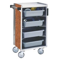 Lakeside 890VC Medium-Duty Stainless Steel Enclosed Bussing Cart with Ledge Rods and Victorian Cherry Finish - 17 5/8 inch x 27 3/4 inch x 42 7/8 inch