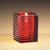 Sterno 80148 4 inch Red Ribbed Kelly Square Liquid Candle Holder