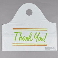 Plastic Thank You 21 inch x 10 inch x 18 inch Take Out Bag with Wave Handle - 500/Box
