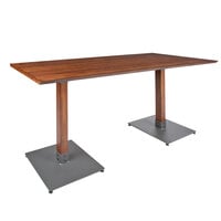 Lancaster Table & Seating Industrial 30" x 72" Solid Wood Live Edge Bar Height Table with Antique Walnut Finish