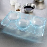 Matfer Bourgeat 382051 Polycarbonate 3 Compartment Half Sphere Chocolate Mold