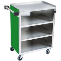 Lakeside 615G Standard-Duty Stainless Steel Four Shelf Utility Cart with Enclosed Base and Green Finish - 16 1/2 inch x 27 3/4 inch x 32 3/4 inch