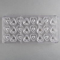 Matfer Bourgeat 383607 Polycarbonate 24 Compartment Hearts in Relief Chocolate Mold