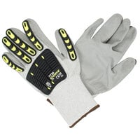 Cordova OGRE-CR Salt and Pepper HPPE Gloves with Gray Polyurethane Palm Coating and TPR Reinforcements - Pair