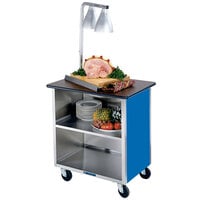 Lakeside 626BL Heavy-Duty Stainless Steel Three Shelf Flat Top Utility Cart with Enclosed Base and Royal Blue Finish - 18 3/4 inch x 28 1/4 inch x 32 5/8 inch