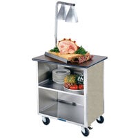 Lakeside 626BS Heavy-Duty Stainless Steel Three Shelf Flat Top Utility Cart with Enclosed Base and Beige Suede Finish - 18 3/4 inch x 28 1/4 inch x 32 5/8 inch