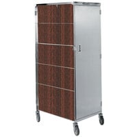 Lakeside 640W Compact Series Single Door Stainless Steel / Walnut Vinyl Tray Cart for 14" x 18" Trays - 16 Tray Capacity