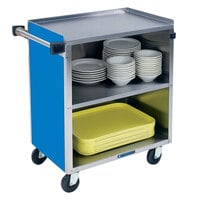 Lakeside 622BL Medium-Duty Stainless Steel Three Shelf Utility Cart with Enclosed Base and Royal Blue Finish - 19 inch x 30 3/4 inch x 33 7/8 inch