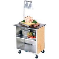 Lakeside 646HRM Heavy-Duty Stainless Steel Three Shelf Flat Top Utility Cart with Enclosed Base and Hard Rock Maple Finish - 22" x 36" x 36 5/8"