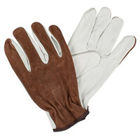 Select Grain Cowhide Leather Driver's Gloves with Brown Split Leather Backs - Large - Pair