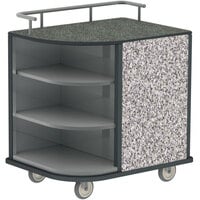 Lakeside 8713GS Stainless Steel Self-Serve Compact Hydration Cart with 3 Corner Shelves and Gray Sand Laminate Finish - 35 inch x 26 inch x 39 1/4 inch