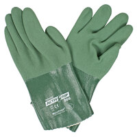 ActivGrip Green MicroFinish 12" Nitrile Gloves with Polyester / Cotton Lining - Large - Pair