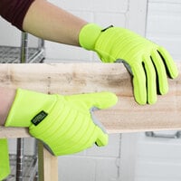 Colossus IV Hi-Vis Lime Spandex Gloves with Canvas Palm Coating - Large
