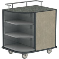 Lakeside 8713BS Stainless Steel Self-Serve Compact Hydration Cart with 3 Corner Shelves and Beige Suede Laminate Finish - 35 inch x 26 inch x 39 1/4 inch