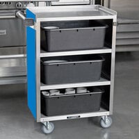 Lakeside 815BL Medium-Duty Stainless Steel Four Shelf Utility Cart With Enclosed Base and Royal Blue Finish - 16 7/8 inch x 28 1/4 inch x 37 1/2 inch