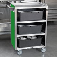 Lakeside 815G Medium-Duty Stainless Steel Four Shelf Utility Cart With Enclosed Base and Green Finish - 16 7/8 inch x 28 1/4 inch x 37 1/2 inch
