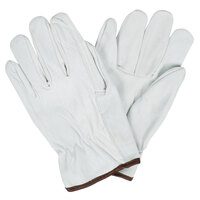 Gray Standard Grain Goatskin Leather Driver's Gloves with Straight Thumbs - Medium - Pair