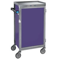 Lakeside 654P Stainless Steel Six Tray Meal Delivery Cart With Purple Finish