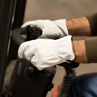 Gray Premium Grain Goatskin Leather Driver's Gloves - Medium - Pair