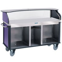 Lakeside 68210P Serv 'N Express Stainless Steel Vending Cart with Flat Countertop and Purple Laminate Finish - 28 1/4 inch x 77 1/4 inch x 52 1/2 inch
