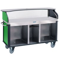 Lakeside 68210G Serv 'N Express Stainless Steel Vending Cart with Flat Countertop and Green Laminate Finish - 28 1/4 inch x 77 1/4 inch x 52 1/2 inch