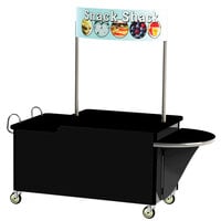 Lakeside 768B Stainless Steel Dual-Height Vending Cart with Drop Leaf and Black Laminate Finish - 35 1/2 inch x 84 1/2 inch x 80 inch