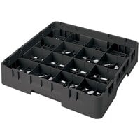 Cambro 16S738 Camrack 7 3/4 inch High Customizable Black 16 Compartment Glass Rack