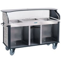 Lakeside 68220GS Serv 'N Express Stainless Steel Vending Cart with 3 Counter Wells and Gray Sand Laminate Finish - 28 1/4 inch x 77 1/4 inch x 52 1/2 inch