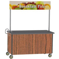 Lakeside 764VC Stainless Steel Vending Cart with Flat Top and Victorian Cherry Laminate Finish - 35 1/2 inch x 65 1/2 inch x 80 inch