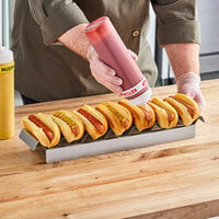 Carnival King 19 inch x 4 1/4 inch x 2 1/4 inch Stainless Steel 7 Compartment Hot Dog Preparation Tray