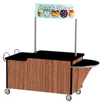 Lakeside 768VC Stainless Steel Dual-Height Vending Cart with Drop Leaf and Victorian Cherry Laminate Finish - 35 1/2 inch x 84 1/2 inch x 80 inch