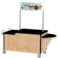Lakeside 768HRM Stainless Steel Dual-Height Vending Cart with Drop Leaf and Hard Rock Maple Laminate Finish - 35 1/2 inch x 84 1/2 inch x 80 inch