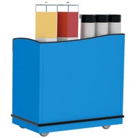 Lakeside 8708BL Stainless Steel Full-Service Hydration Cart with Adjustable Universal Ledges and Royal Blue Laminate Finish - 44 3/4 inch x 25 3/4 inch x 42 1/2 inch