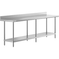 Regency 24" x 96" 16-Gauge Stainless Steel Commercial Work Table with 4" Backsplash and Undershelf