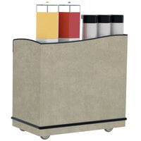 Lakeside 8708BS Stainless Steel Full-Service Hydration Cart with Adjustable Universal Ledges and Beige Suede Laminate Finish - 44 3/4 inch x 25 3/4 inch x 42 1/2 inch